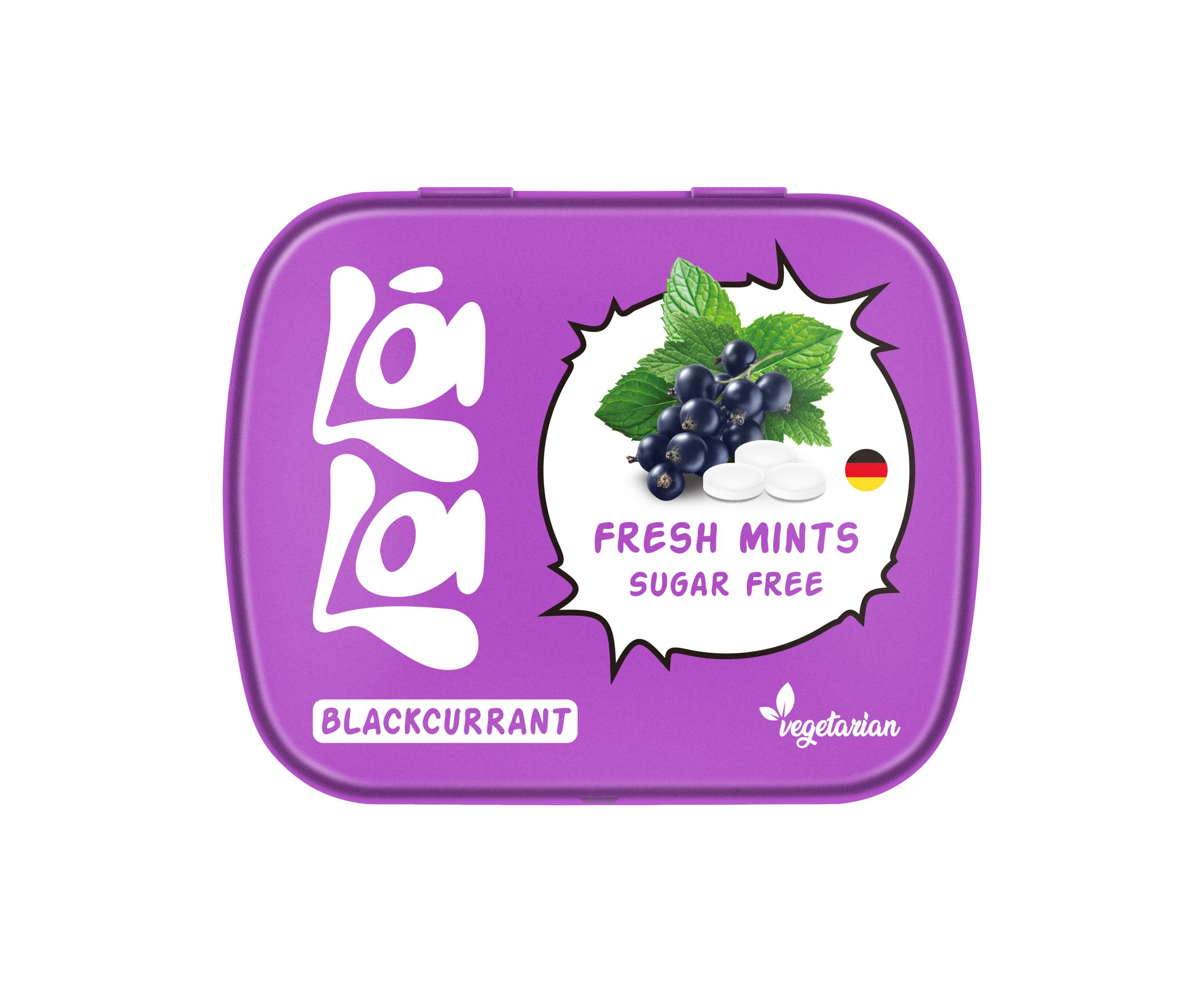 LaLa Mints Black currant sugar free X 12 pcs حبوب النعناع بالكشمش الأسود من السكر مع المحليات